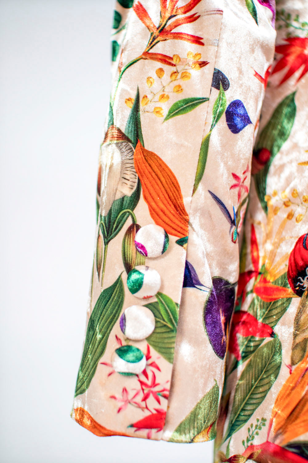 Colombian Flowers Ivory - Blazer Terciopelo