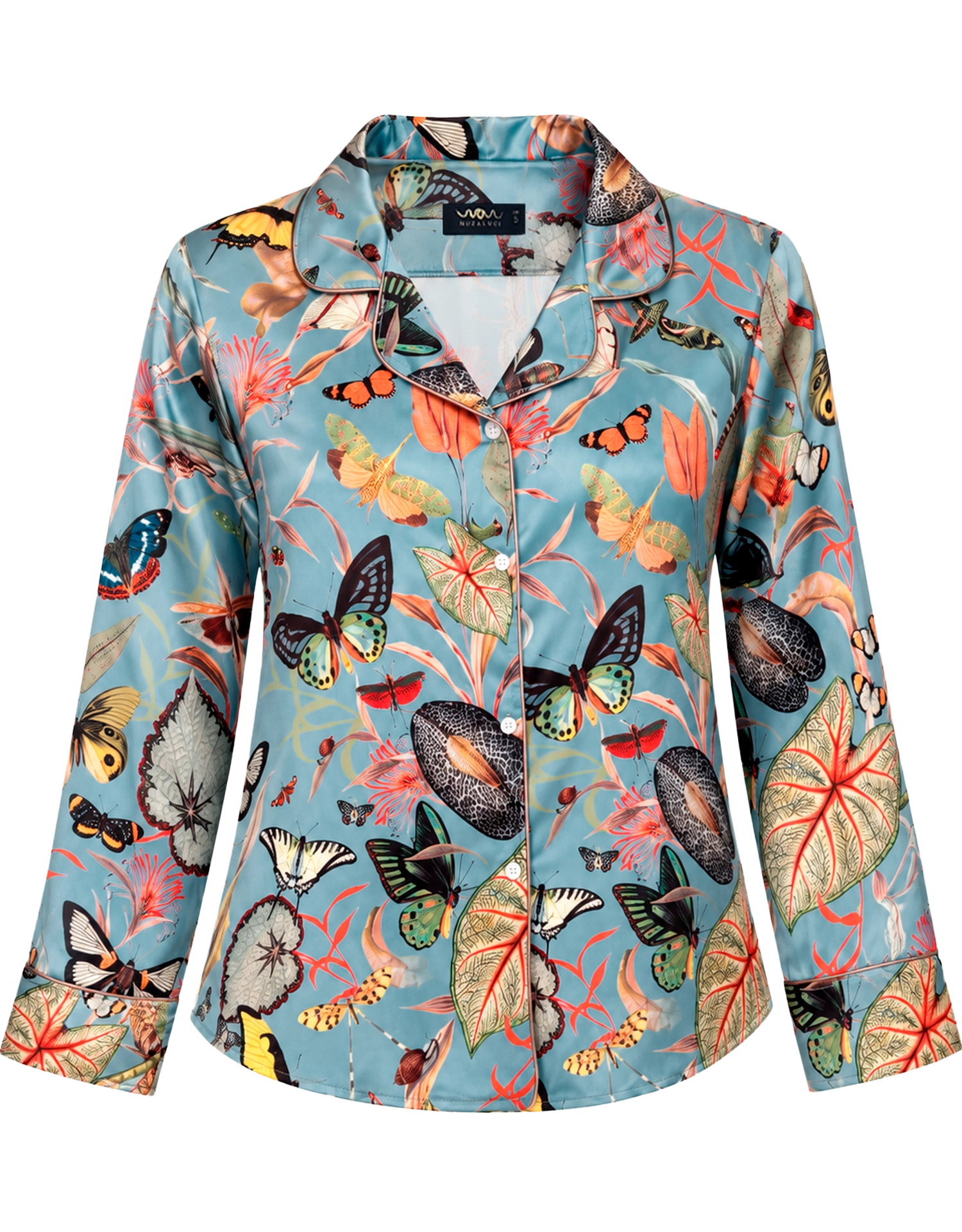 Pijama larga - Mariposas Aqua
