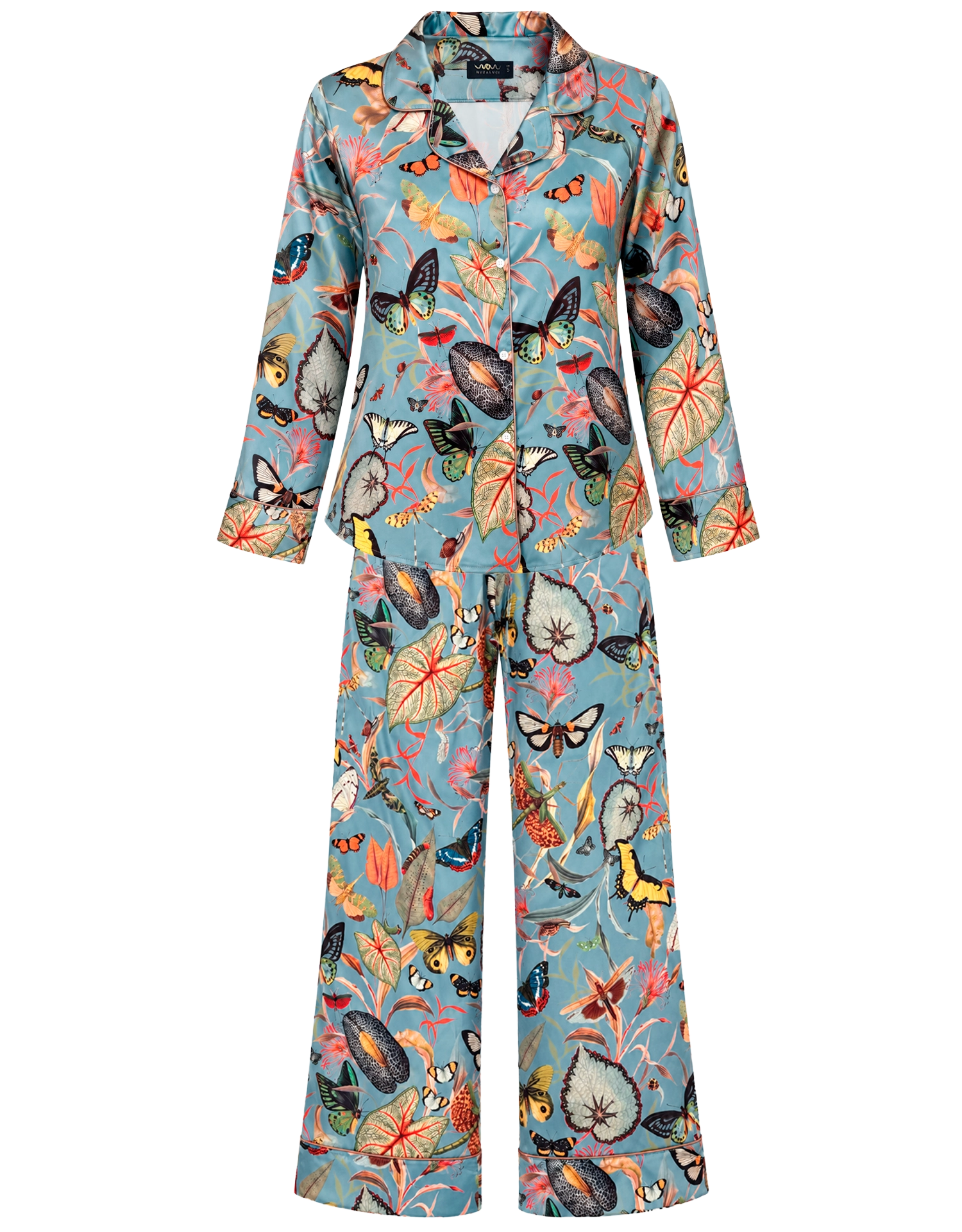 Pijama larga - Mariposas Aqua