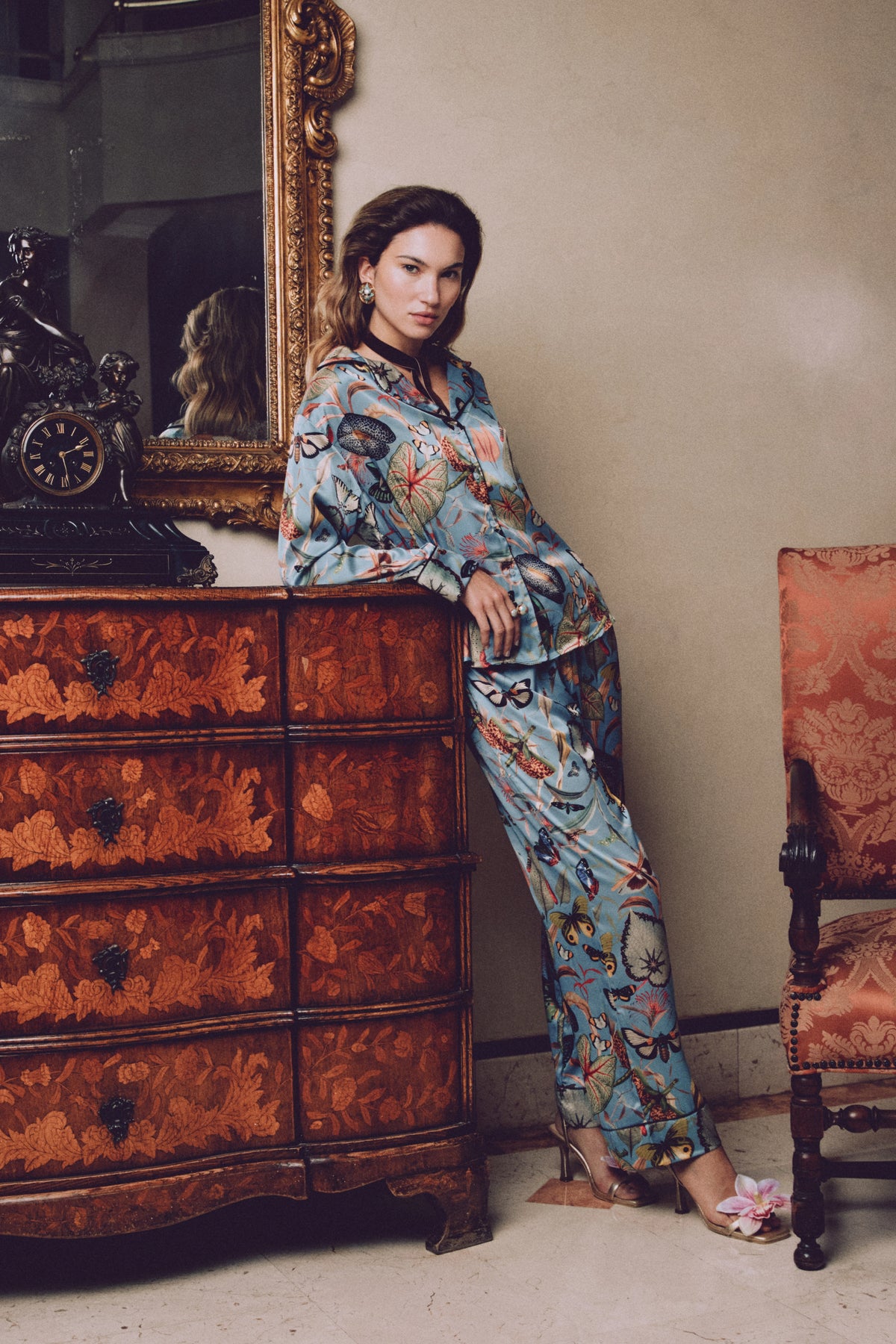 Pijama larga - Mariposas Aqua