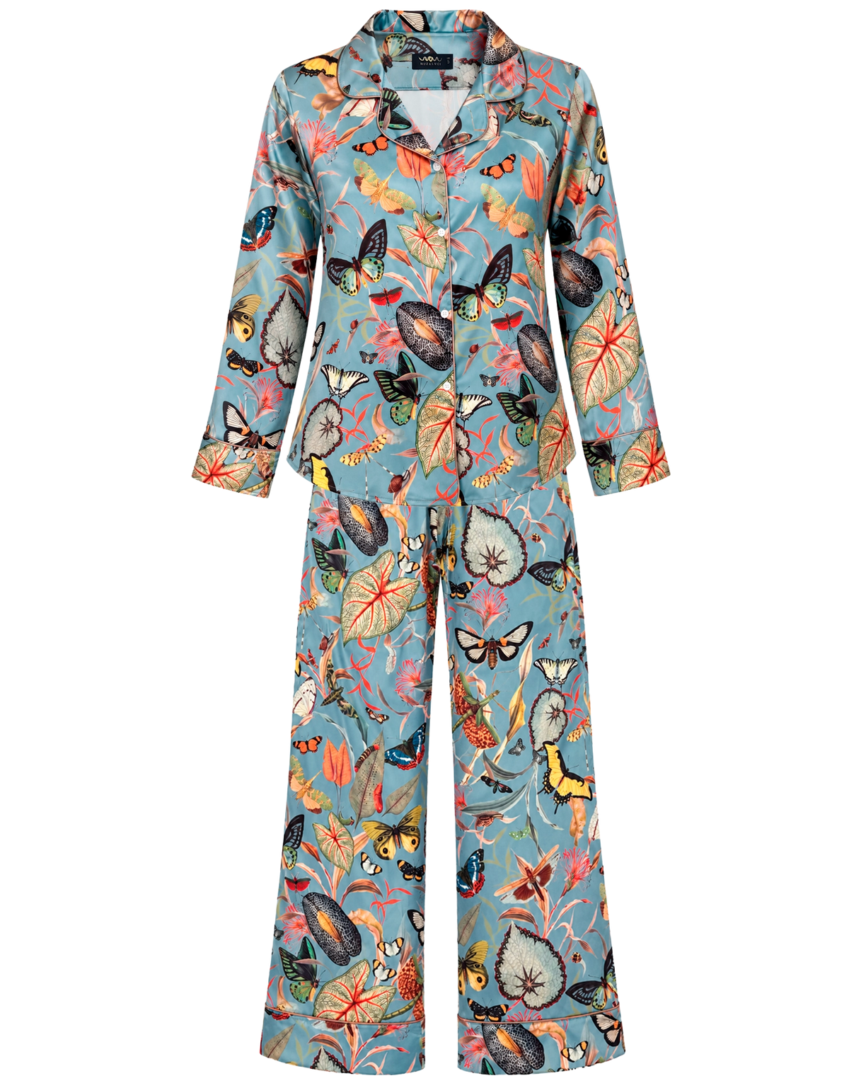 Pijama larga - Mariposas Aqua
